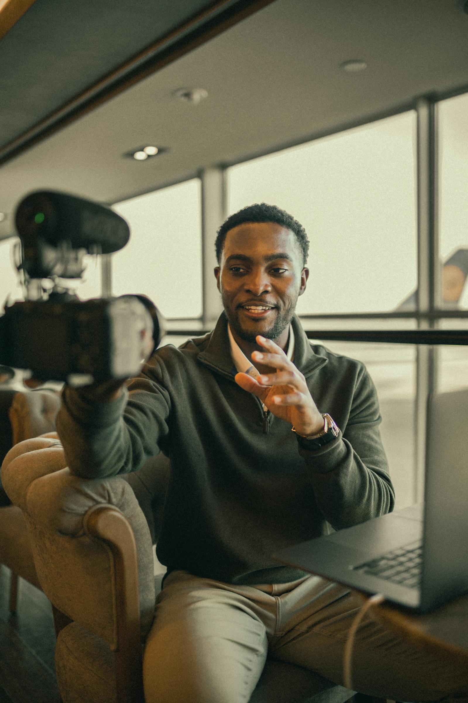 How a Man Does Live Videos Inside with Camera