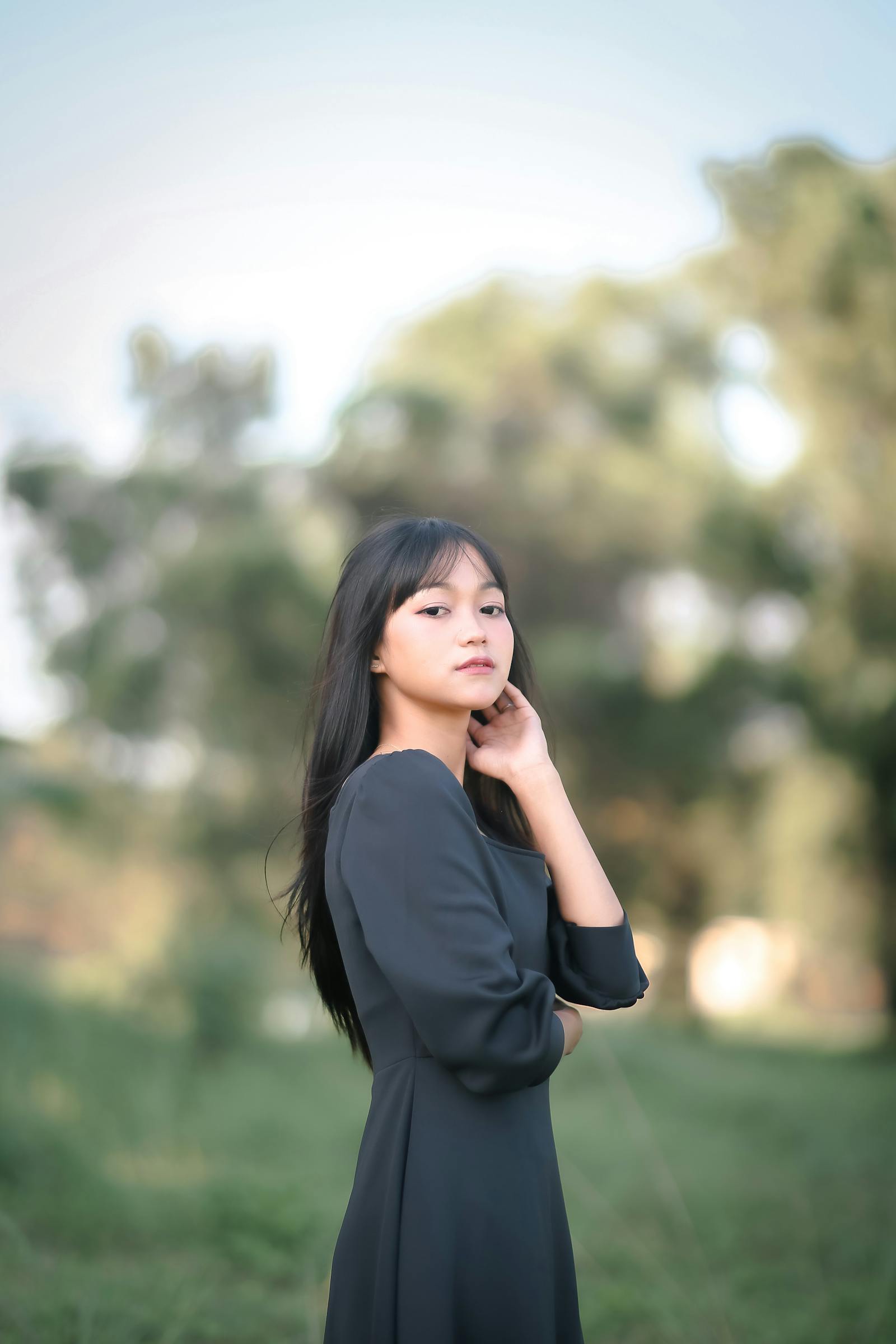 Elegant woman standing outside in Cilacap Java