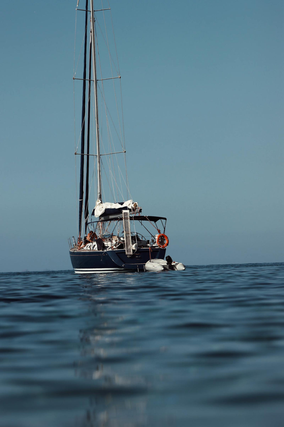 Quiet sailboat on the sea near Naxos Greece