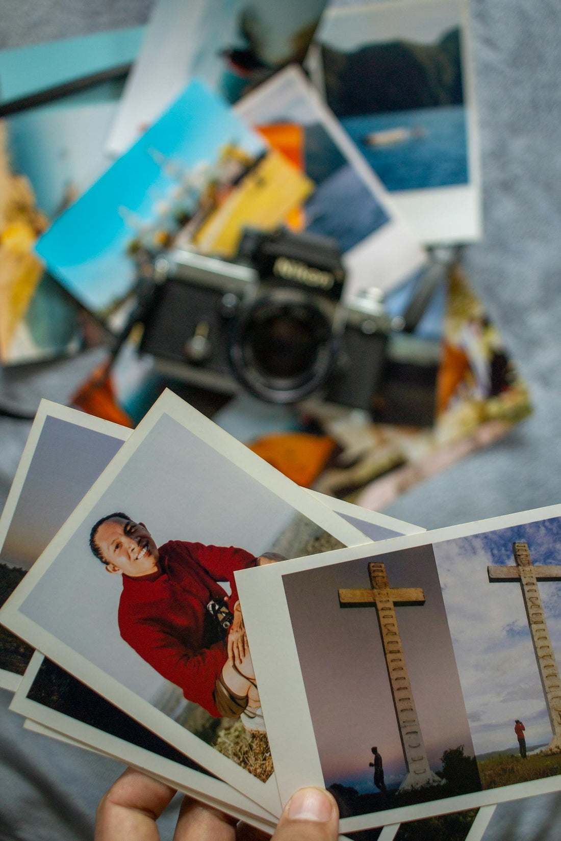 Displaying Travel Photos with a Vintage Camera Background