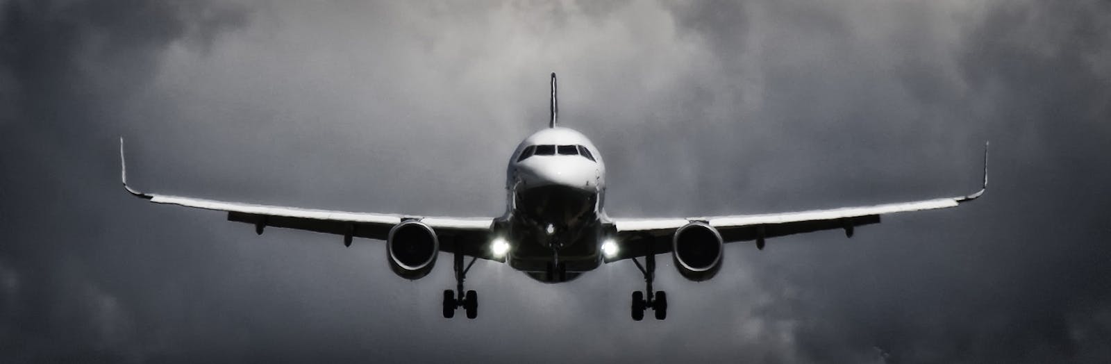 Airplane Landing in Stormy Weather