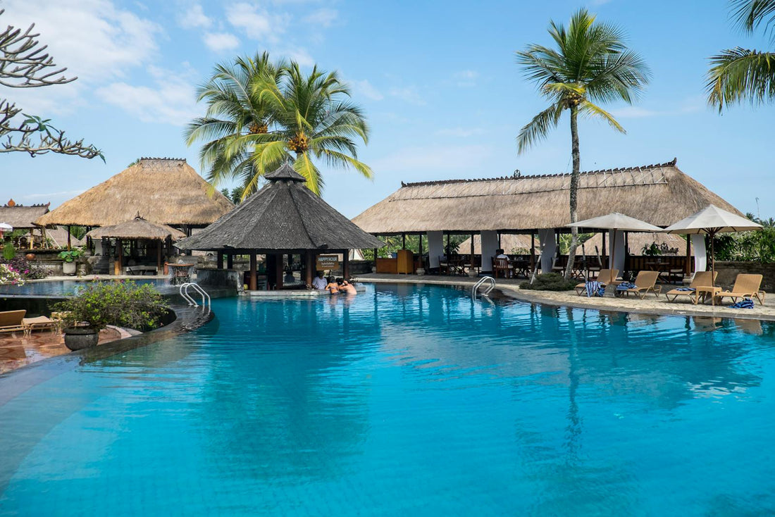 Relaxing by a pool in Bali Indonesia
