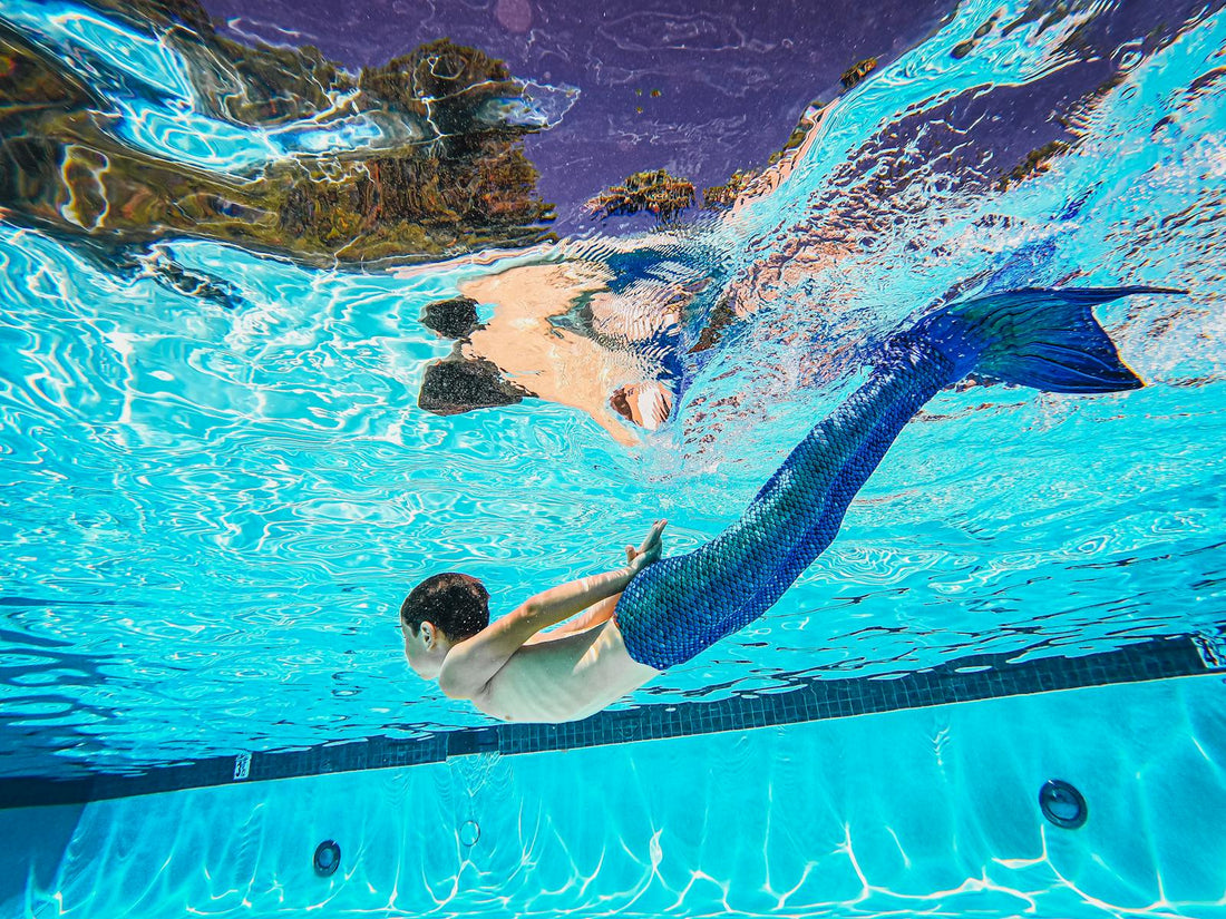 Swimming underwater like a mermaid